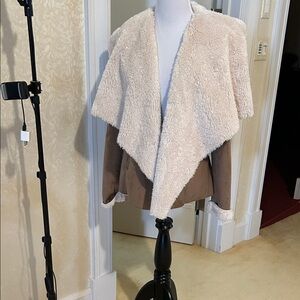 Ralph Lauren Cream and Brown Faux Suede and Faux Shearling Jacket